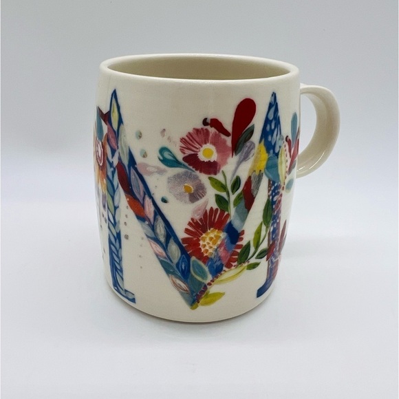 STARLA M. HALFMAN FOR ANTHROPOLOGIE LETTER “M” FLORAL COFFEE MUG - Picture 1 of 9